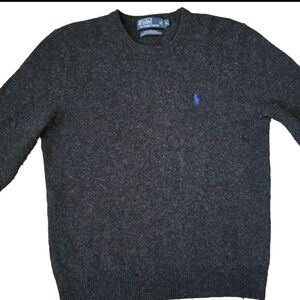 Vintage Classic Polo Ralph Lauren Lambswool Crewneck Charcoal Gray Sweater Sz L